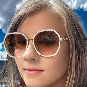 NWT White and Gold Sunglasses